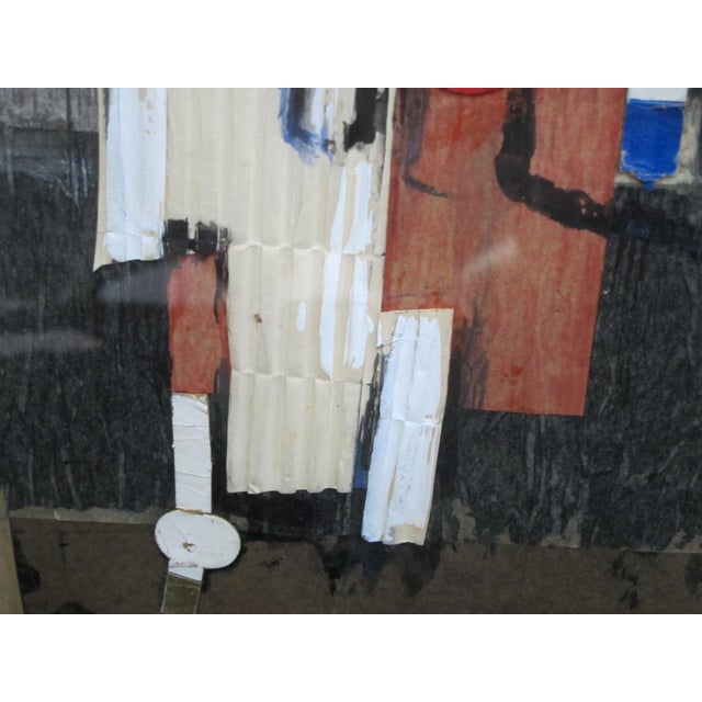 Abstract Frank Leonard Brooks Signed Framed Multi-Media Abstract Figures Collage Art For Sale - Image 3 of 6