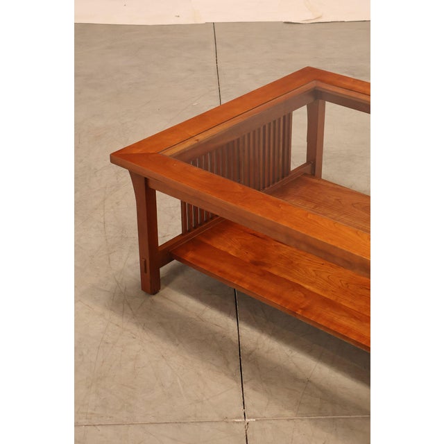 Stickley Mission Collection Glass Top Cherry Cocktail Table For Sale - Image 11 of 18