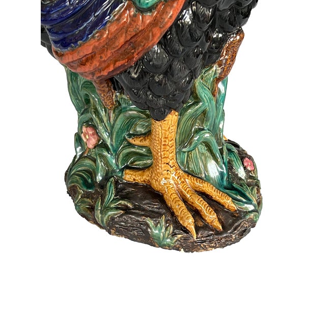 Large French Polychromed Ceramic Rooster in the Manner of Choisy-Le-Roi For Sale - Image 9 of 12