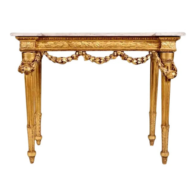 Early 19th Century Neoclassical Gilt and Marble-Top Console Table For Sale