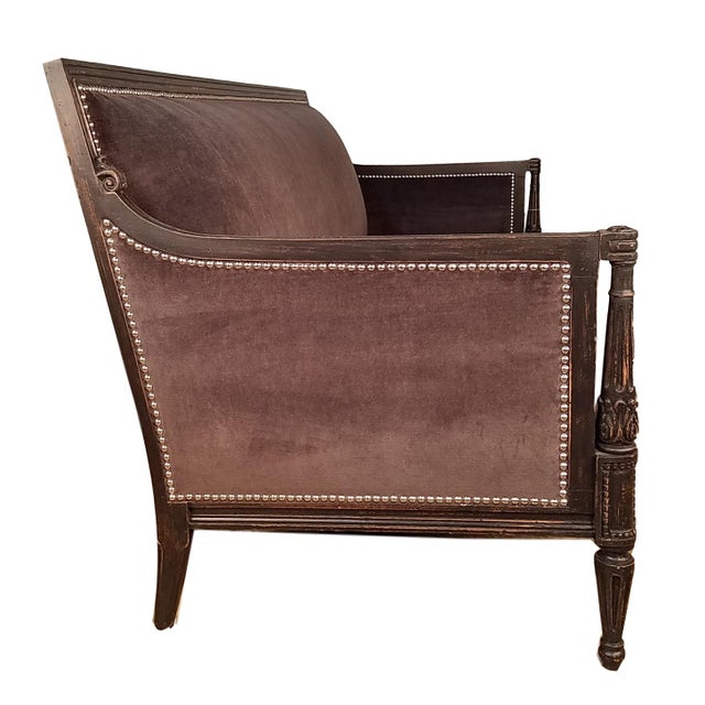 Charcoal Velvet Sofa | Chairish