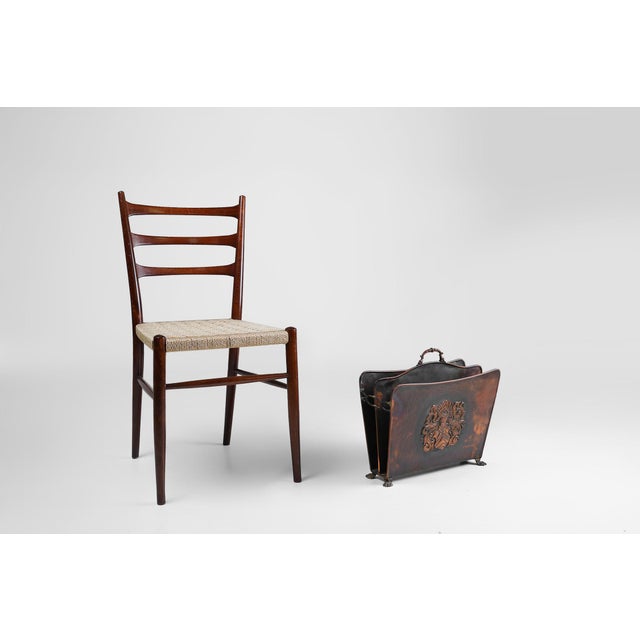 France / 1900 / magazine rack / copper / Rustic / Mid-century French rustic magazine holder in hammered copper with a...