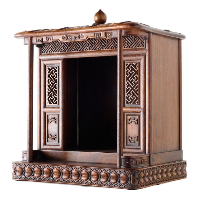 Mid 20th Century Ming Dynasty Style Pear Wood Buddhist Niche For Sale
