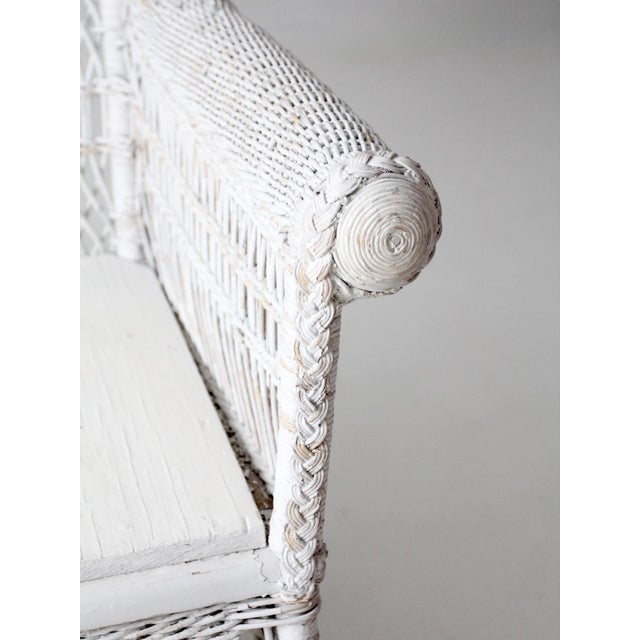 Antique Early 20th Century White Wicker Loveseat For Sale - Image 4 of 15