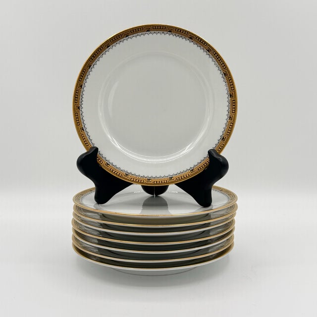 Ceramic Antique Rosenthal Bavaria Greek Key Gilt Bread Plates, 6” (C. 1920s–30s) - Set of 8 For Sale - Image 7 of 7