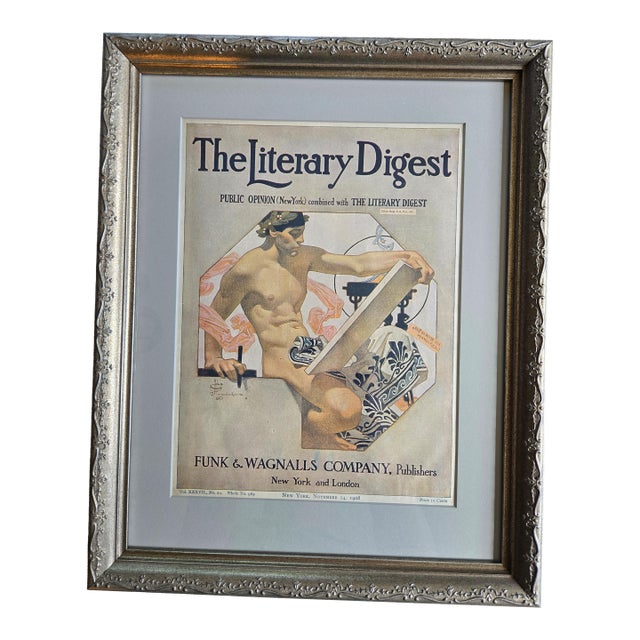j.c. Leyendecker - Framed 1908 Literary Digest Magazine With Nude Male For Sale