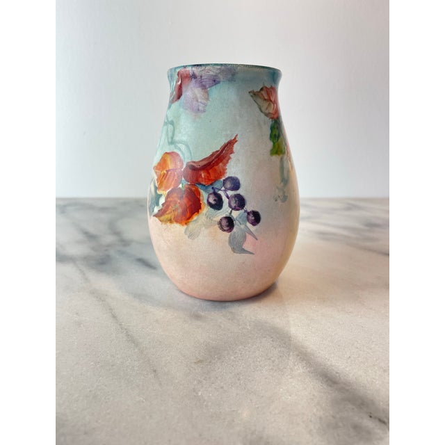 Rustic European Hand Painted Porcelain Vase For Sale - Image 3 of 8
