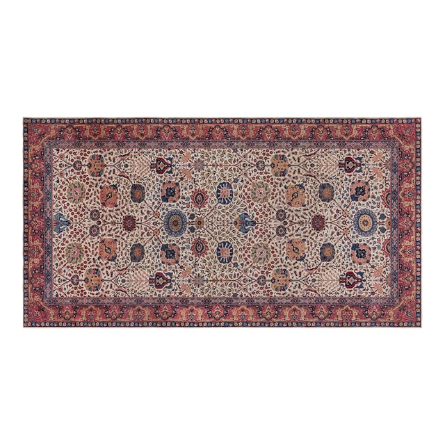 Fine Antique Indian Amritsar Botanic Handmade Wool Rug For Sale
