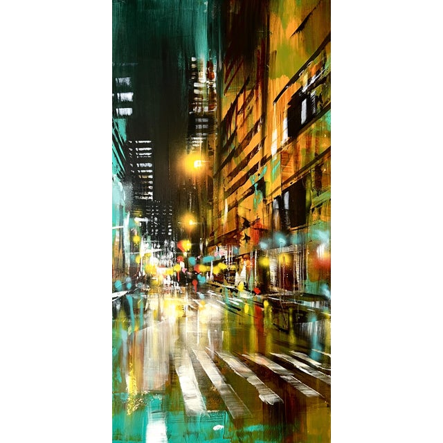 Kyoto Teal (2026) by Bianca Prettau is an original acrylic painting on cotton canvas that captures the vibrant atmosphere...