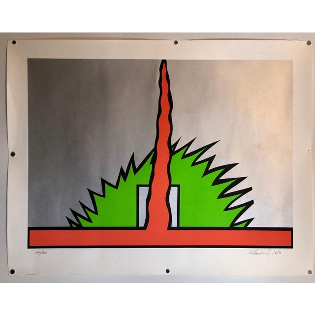 Printmaking Materials Nicholas Krushenick, 1980 Large Pop Art Silkscreen Abstract Op Art Jagged Edge Bright Color Serigraph, 1980 For Sale - Image 7 of 7