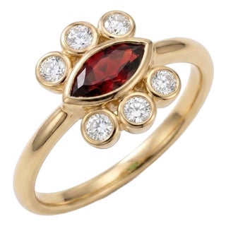 Dainty Garnet Marquise Ring | Deep Red Gemstone Engagement Ring, | January Birthstone Gift Us 7 For Sale