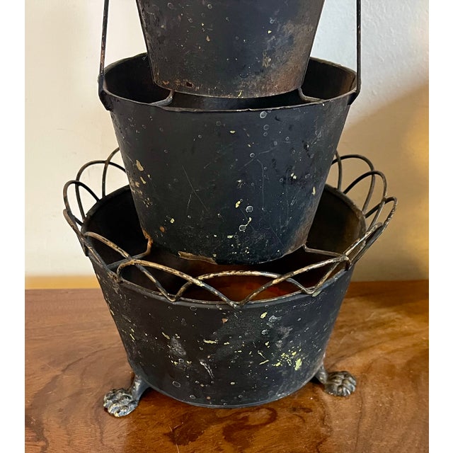 French Antique 19th Century French Tole Graduated Six Tiered Tulipiere Flower Frog Centerpiece For Sale - Image 3 of 13