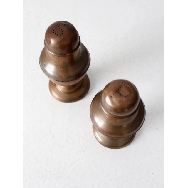 Mid 20th Century Vintage Copper Salt and Pepper Shakers For Sale - Image 5 of 10