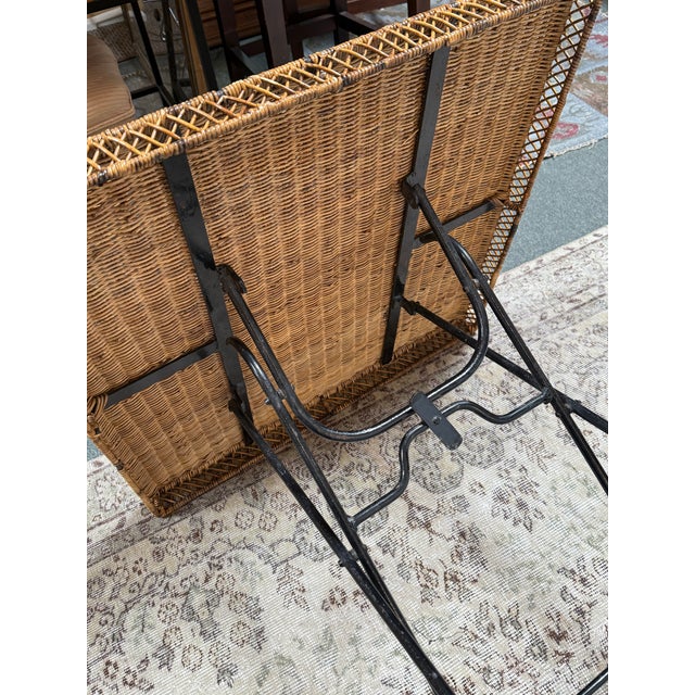Danny Ho Fong Folding Wicker Card Table, Outdoor For Sale - Image 9 of 12