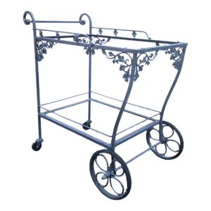 Vintage Salterini Wrought Iron Bar Cart, Attributed