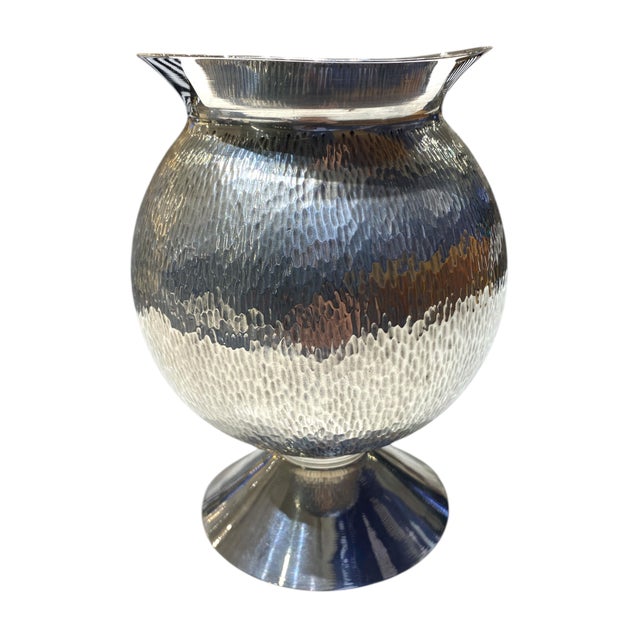 Vintage Italian Silver Plate Hand Hammered Vase For Sale - Image 13 of 18