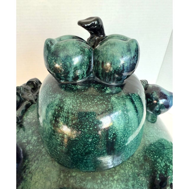 Large Chinese Green & Teal Glazed Lidded Ginger Jar With Sculptural Fruit Motif For Sale In Los Angeles - Image 6 of 12