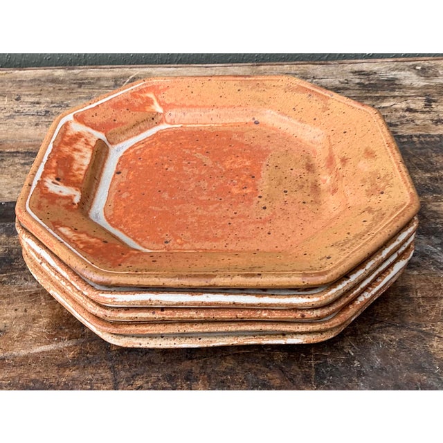 Ceramic Vintage Original Studio Pottery Salad Plated - Set of 6 For Sale - Image 7 of 12