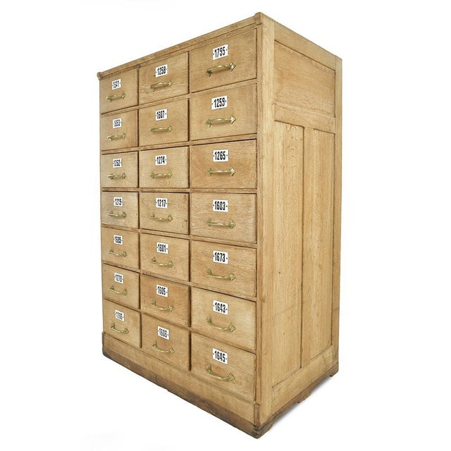 Wooden Workshop Cabinet with 21 Labeled Drawers For Sale - Image 3 of 7