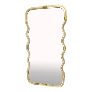 Wave Mirror in Gold "Torchon" Torciglione Murano Style Glass Design by Simoeng