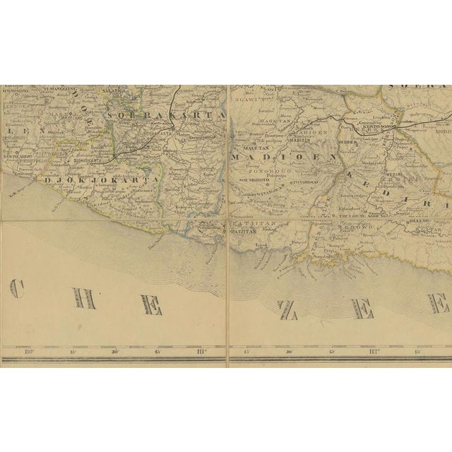 Large Antique Map of Java & Madura with Batavia Inset, 1870s For Sale - Image 12 of 15