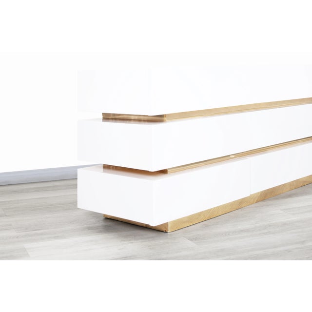 Vintage Lacquered and Brass Modernist Dresser, 1980s For Sale - Image 4 of 11