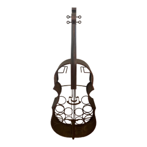 Vintage Wine Bar Holder - Art Deco Metal Cello Style