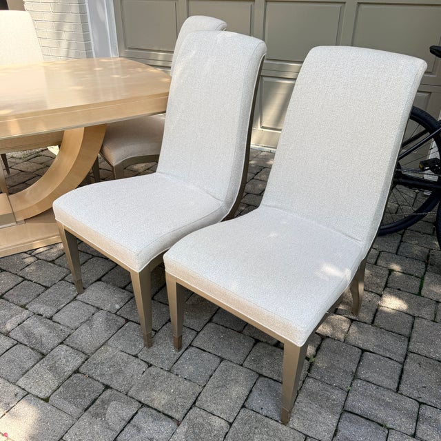 Contemporary Caracole Fan Expanding Dining Table With Set of 8 Side Chairs For Sale - Image 3 of 14