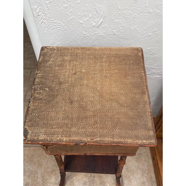English Bamboo Sewing Box Side Table W Flared Legs, 19th Century For Sale - Image 10 of 14