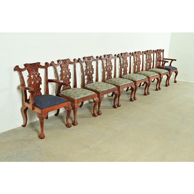 Baker Furniture Style Chippendale Carved Mahogany Side Chairs or Dining Chairs, Pair For Sale - Image 12 of 13