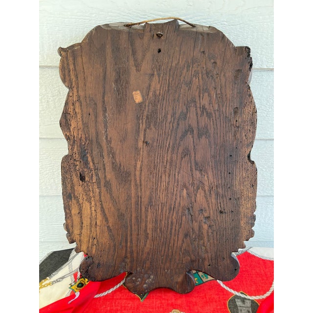 Antique French Gothic Wall Plaque Coat of Arms Carved Oak Renaissance C1890 For Sale - Image 18 of 18
