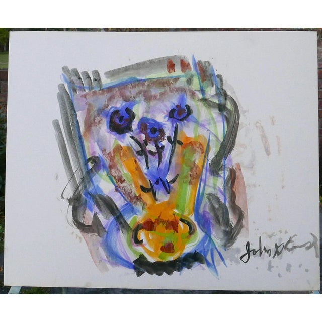 1965 Abstract Expressionist Watercolor Still Life on Paper by John Ernst For Sale - Image 4 of 4