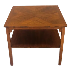 Henredon Heritage Square Walnut Two Tier Side End Coffee Table