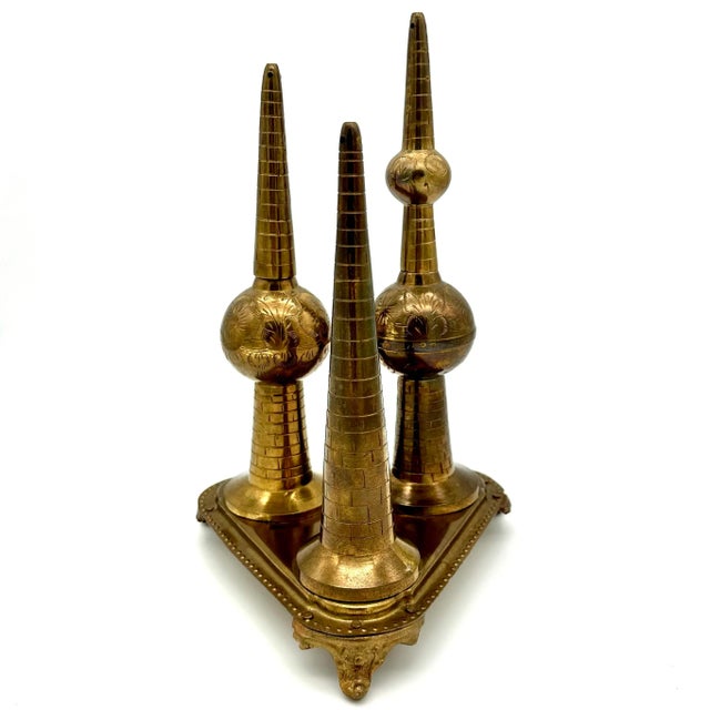 Mid-Century Modern Mid 20th Century Vintage Brass Decorative Kuwait Towers For Sale - Image 3 of 6