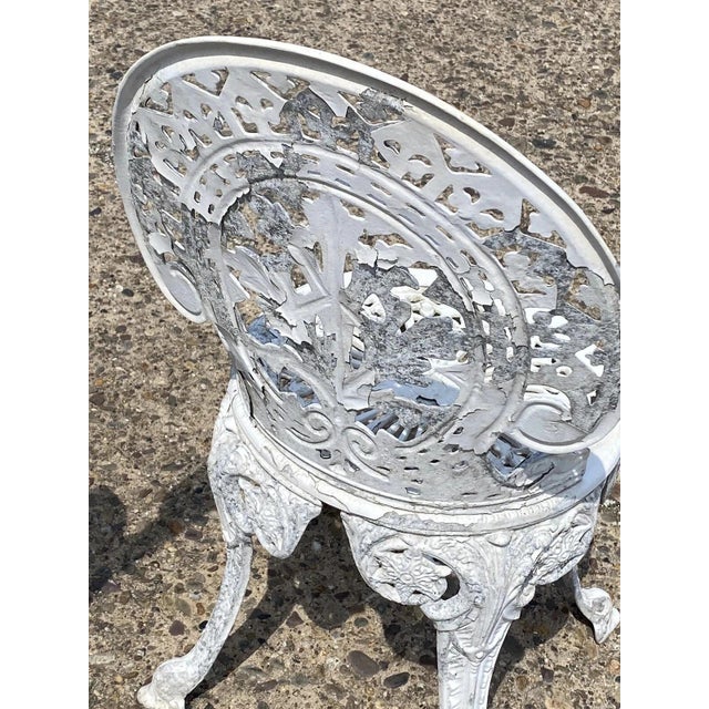 Cast Aluminum Antique Victorian Style Outdoor Garden Bistro Side Chairs - Pair For Sale - Image 11 of 11