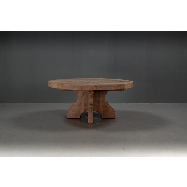Large Oak Rural Round Coffee Table, 1962 For Sale - Image 9 of 15