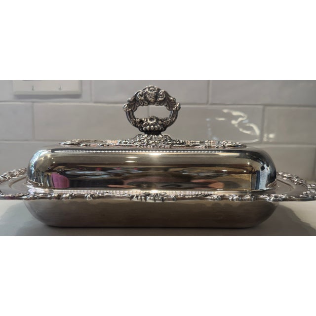 Rococo Mid 20th Century Ornate Silverplate Covered Serving Dish For Sale - Image 3 of 7