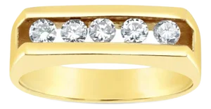Five Stone Diamond Wedding Band, Size 6