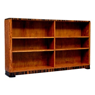 Mid-Century Scandinavian Teak and Zebrawood Low Open Bookcase, 1950 For Sale