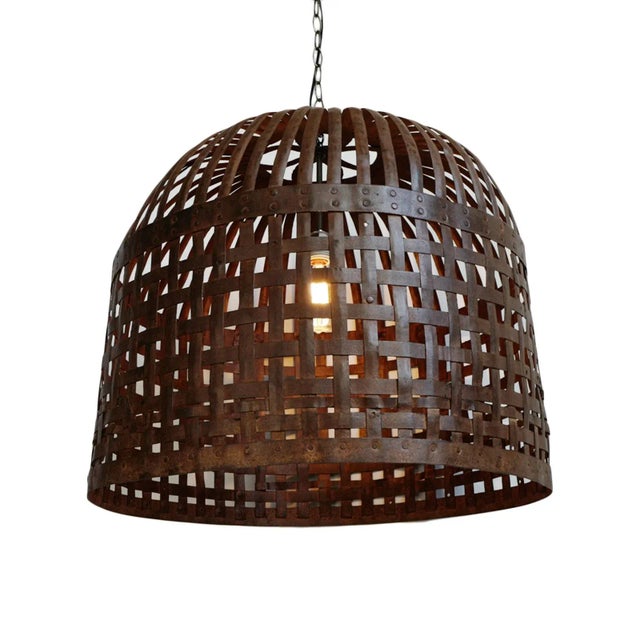 Industrial Iron Basket Cage Pendant Light For Sale In Los Angeles - Image 6 of 8