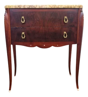 Art Deco Chest of Drawers in Wood and Marble attributed to J. E. Ruhlmann, France, 1940s