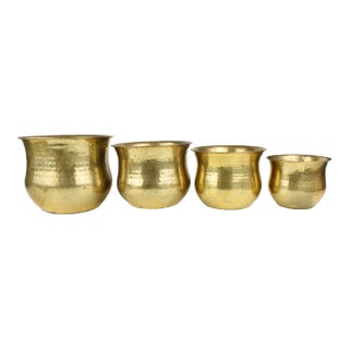 Vintage Nesting Solid Brass Planters - Set of 4 For Sale