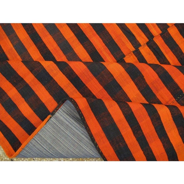 Galerie Shabab Collection Mid-20th Century Orange and Black Turkish Flat-Weave Kilim Room Size Accent Rug For Sale - Image 10 of 10