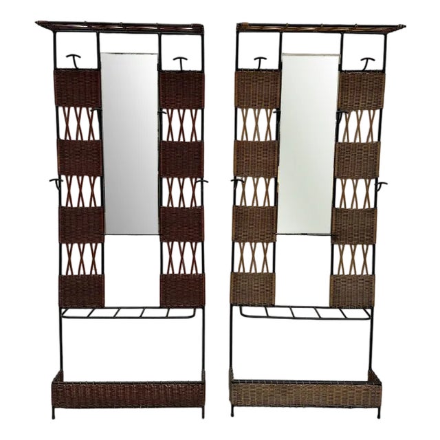 Rattan and Metal Lockers, Set of 2 For Sale