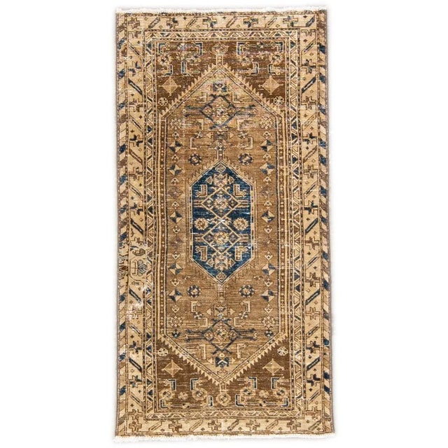 1960s Vintage Distressed Handmade Blue Tribal Wool Rug For Sale - Image 9 of 9