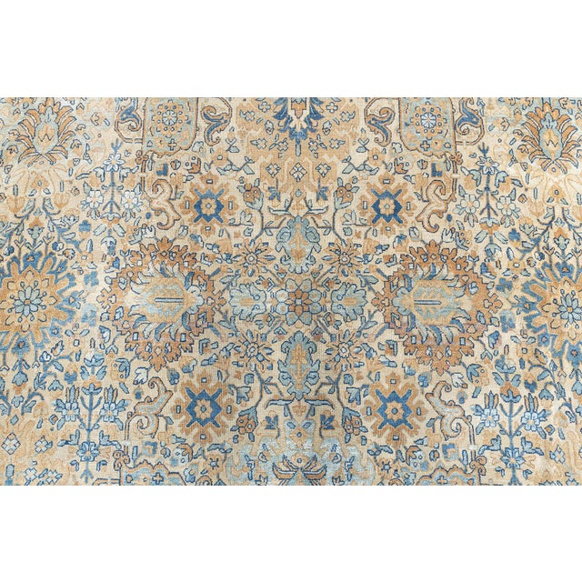 Antique Persian Kirman Yellow Handmade Wool Rug For Sale - Image 4 of 10