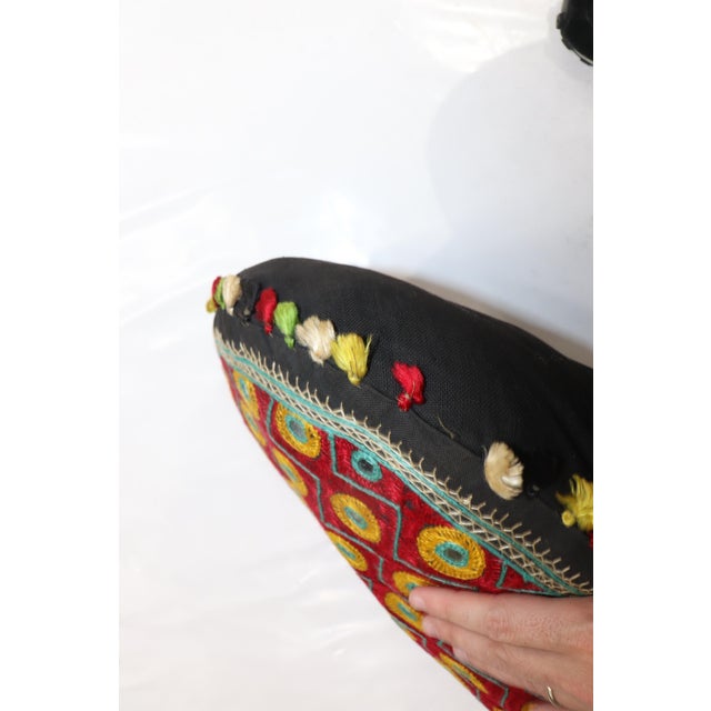 Mid-Century Modern Zabihi Collection Round Indian Textile Pillow For Sale - Image 3 of 4