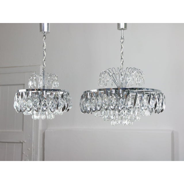 Vintage Viennese Crystal Chandeliers, 1970s, Set of 2 For Sale - Image 3 of 18