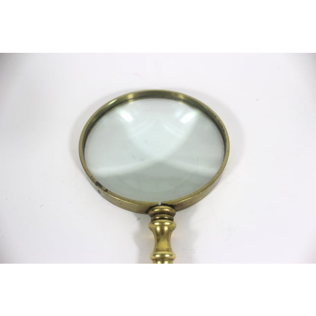 Vintage Solid Brass Magnifying Glass For Sale - Image 4 of 10