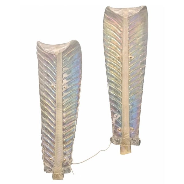 Iridescent Murano Glass Wall Lamps from Barovier & Toso, Italy, 1940s, Set of 2 For Sale - Image 11 of 11